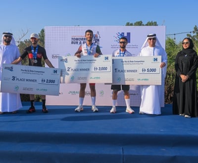 UAE Tour 2025 stage five finale at HBMSU campus